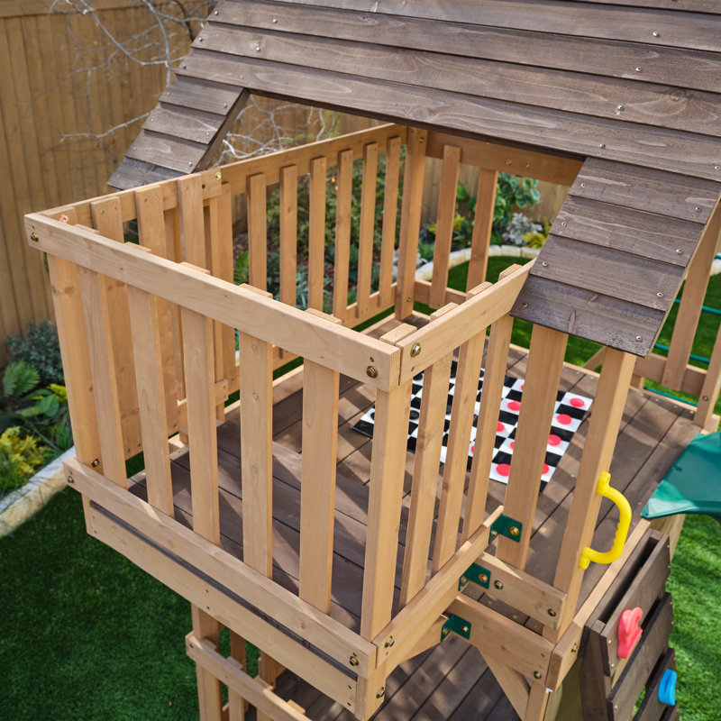 KidKraft Hangout Hideaway Clubhouse, Wooden Playset With Slide And